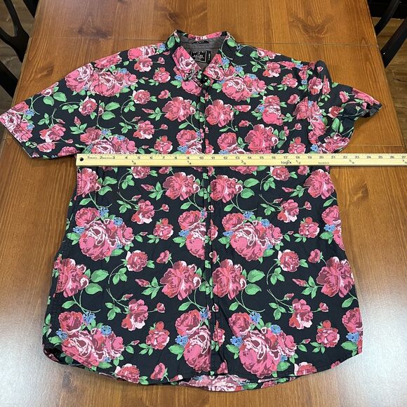 Artistry In Motion Shirt Mens XL Black Floral Button Up Slim‎ Fit Cotton Casual - Picture 6 of 8